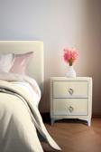 Gazzini Furniture Doppia Linea Silver İki Çekmeceli Beyaz Komodin Kumaş Kapaklı Yatak Odası 2 Çekmeceli Komodin