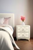 Gazzini Furniture Ruby 2 Çekmeceli Komodin Gold Model Kapitoneli İki Kapaklı Komodin Beyaz