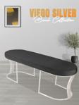 Gazzini Furniture Viego Silver Smooth Bench Lüks Metal Gümüş Ayak, Chester Model Yatak Ucu Antrasit Puf