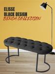 Gazzini Furniture Elisse Antrasit Bench Metal Ayaklı Kapitoneli Model Oval Puf