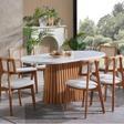 Gazzini Furniture Zeus Beyaz Teddy Hazeranlı Natural Ahşap Bohem Sandalye