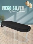 Gazzini Furniture Viego Silver Striped Bench Lüks Metal Gümüş Ayak, Chester Model Yatak Ucu Antrasit Puf
