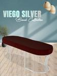 Gazzini Furniture Viego Silver Striped Bench Lüks Metal Gümüş Ayak, Chester Model Yatak Ucu Bordo Puf