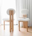 Gazzini Furniture Coco Iskandinav Still Krem Teddy Kumaş Natural Ahşap Bohem Sandalye