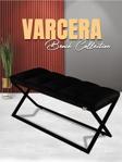 Gazzini Furniture Varcera Sliced Siyah Puf Çapraz Metal Ayaklı, Dilimli Model Bench