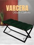 Gazzini Furniture Varcera Sliced Yeşil Puf Çapraz Metal Ayaklı, Dilimli Model Bench