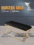 Gazzini Furniture Varcera Gold Bench Çapraz Metal Ayaklı Kapitoneli Model Antrasit Puf