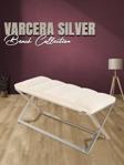 Gazzini Furniture Varcera Silver Sliced Bench Çapraz Metal Ayaklı Dilimli Model Krem Puf