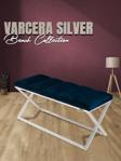 Gazzini Furniture Varcera Silver Sliced Bench Çapraz Metal Ayaklı Dilimli Model Mavi Puf