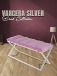 Gazzini Furniture Varcera Silver Sliced Bench Çapraz Metal Ayaklı Dilimli Model Pembe Puf
