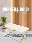 Gazzini Furniture Varcera Gold Sliced Bench Çapraz Metal Ayaklı Dilimli Model Beyaz Puf