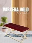 Gazzini Furniture Varcera Gold Sliced Bench Çapraz Metal Ayaklı Dilimli Model Bordo Puf
