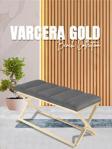 Gazzini Furniture Varcera Gold Sliced Bench Çapraz Metal Ayaklı Dilimli Model Gri Puf