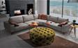 Gazzini Furniture Sarı Yuvarlak Chester Model Kapitoneli Orta Puf 85x85 cm