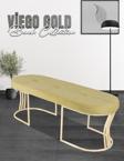 Gazzini Furniture Viego Gold Exclusive Bench Lüks Metal Gold Ayak, Chester Model Yatak Ucu Hardal Puf