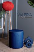 Gazzini Furniture Valeria Puf - Mavi Keten Kumaş Silindir Dekoratif Puf