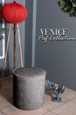 Gazzini Furniture Venice Antrasit Teddy Puf- Yuvarlak Makyaj Masası Pufu
