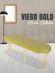 Gazzini Furniture Viego Gold Smooth Bench Lüks Metal Gold Ayak, Chester Model Yatak Ucu Hardal Puf