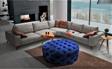 Gazzini Furniture Mavi Yuvarlak Chester Model Kapitoneli Orta Puf 85x85 cm