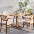 Gazzini Furniture Visby Krem Sedef Natural Ahşap Bohem Sandalye
