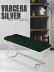 Gazzini Furniture Varcera Silver Bench Çapraz Metal Ayaklı Kapitoneli Model Yeşil Puf