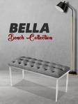 Gazzini Furniture BELLA Silver Bench Kapitoneli Chester Model Puf