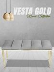 Gazzini Furniture Vesta Gold Puf Dilimli Model Metal Ayaklı Bench