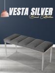 Gazzini Furniture Vesta Silver Puf Dilimli Model Metal Ayaklı Bench
