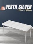Gazzini Furniture Vesta Silver Puf Dilimli Model Metal Ayaklı Bench