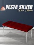 Gazzini Furniture Vesta Silver Puf Dilimli Model Metal Ayaklı Bench