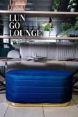 Gazzini Furniture Lungo Long Line Mavi Puf Luxery Gold Kaplama Dekoratif Puf Koltuk 40x90 cm