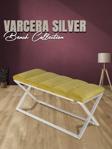 Gazzini Furniture Varcera Silver Sliced Bench Çapraz Metal Ayaklı Dilimli Model Hardal Puf