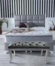 Gazzini Furniture Classic Chester Model Kapitoneli Açık Gri Puf - Beyaz Ayak