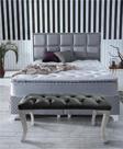 Gazzini Furniture Classic Chester Model Kapitoneli Antrasit Puf - Beyaz Ayak 40x100 cm