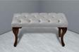 Gazzini Furniture Classic Chester Model Kapitoneli Beyaz Puf - Ceviz Ayak 40x100 cm
