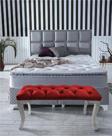 Gazzini Furniture Classic Chester Model Kapitoneli Bordo Puf - Beyaz Ayak