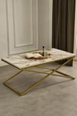 Sawoli Home Royal Gold Metal Ayak Mermer Desen Orta Sehpa
