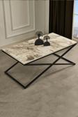 Sawoli Home Royal Siyah Metal Ayak Mermer Desen Orta Sehpa