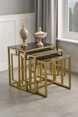 Sawoli Home Nova Gold Metal Ayak Füme Aynalı Zigon Sehpa