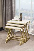 Sawoli Home Royal Gold Metal Ayak Krem Mermer Desen Zigon Sehpa