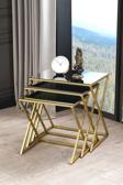 Sawoli Home Royal Gold Metal Ayak Füme Aynalı Zigon Sehpa