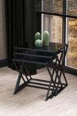 Sawoli Home Royal Siyah Metal Ayak Füme Aynalı Zigon Sehpa