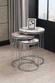 Sawoli Home Venüs Gümüş Metal Ayak Gri Mermer Desen Zigon Sehpa