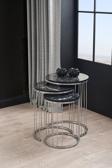 Sawoli Home Venüs Gümüş Metal Ayak Siyah Mermer Desen Zigon Sehpa
