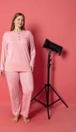 Lukitus Bambu Uzun Kol Battal Büyük Beden Kadın Pijama Takımı