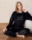 Lukitus Kadife Uzun Kol Kadın Pijama Takımı
