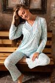 Lukitus Desenli Bambu Pamuk Kadın Pijama Takımı