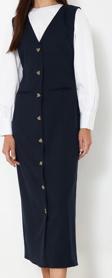 Moda Stil Regular V Yaka Maxi Boy Tesettür Dokuma Kumaş Jile Elbise