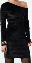 Moda Stil Fitted Asimetrik Yaka Mini Boy Vücuda Oturan Kadife Örme Kısa Elbise