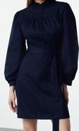 Moda Stil Regular Dik Yaka Mini Boy Dokuma Elbise